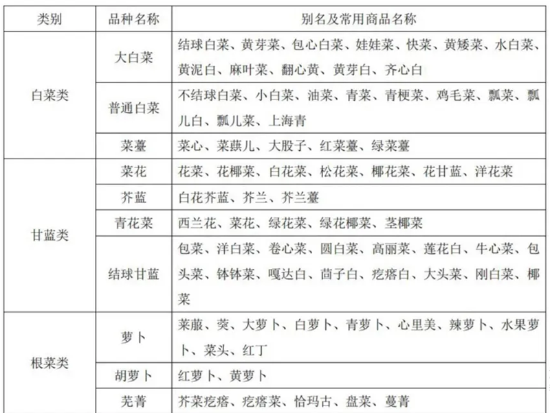 蔬菜又名及常用商品名称比照表 蔬菜又名及常用商品名称比照表